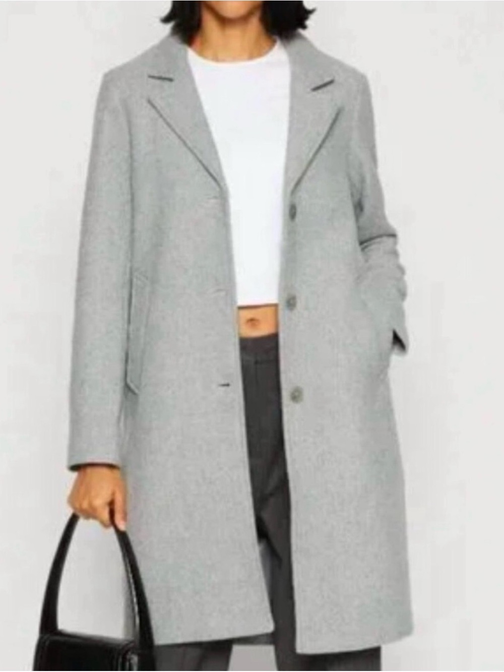 Abercrombie & Fitch The A&F Dad Coat grey tweed long overcoat XXSP Petite